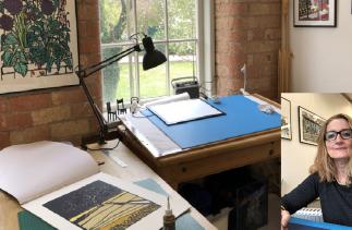 Zaza Lewis in her studio at Banks Mill