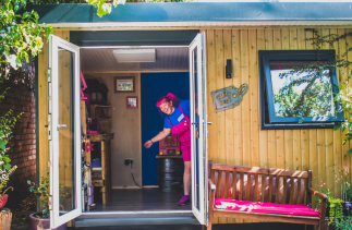 Claire in her Shedquarters