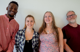 Our four student residency winners, left to right: Mthabisi Mlauzi; Zoe Taylor; Dawn Wesselby and Andrew Martyn Sugars