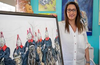 Sarah Perkins Art with her household cavalry painting