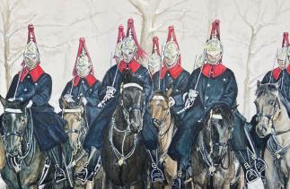 Sarah Perkins Household Cavalry Christmas Card illustration