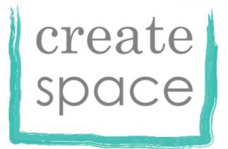 Create Space logo: wording Create Space with a paintbrush square edging